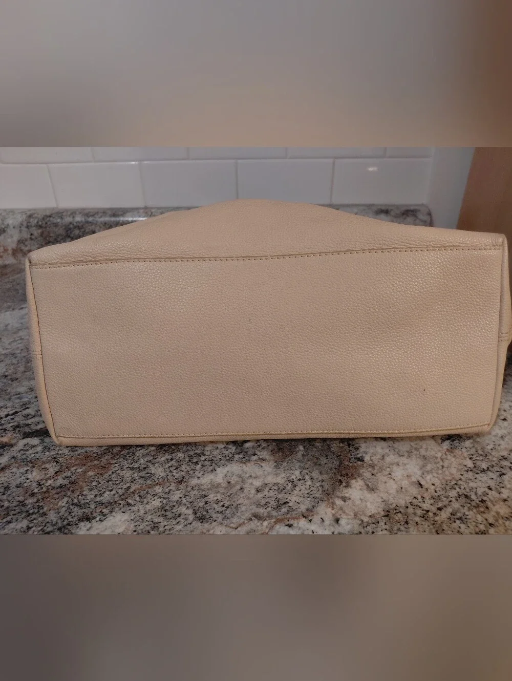Vince Camuto Cream Pebbled Leather Knotted-Handle Hobo Bag Purse